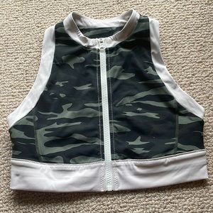 Solid and Striped camo zip-up sports bra